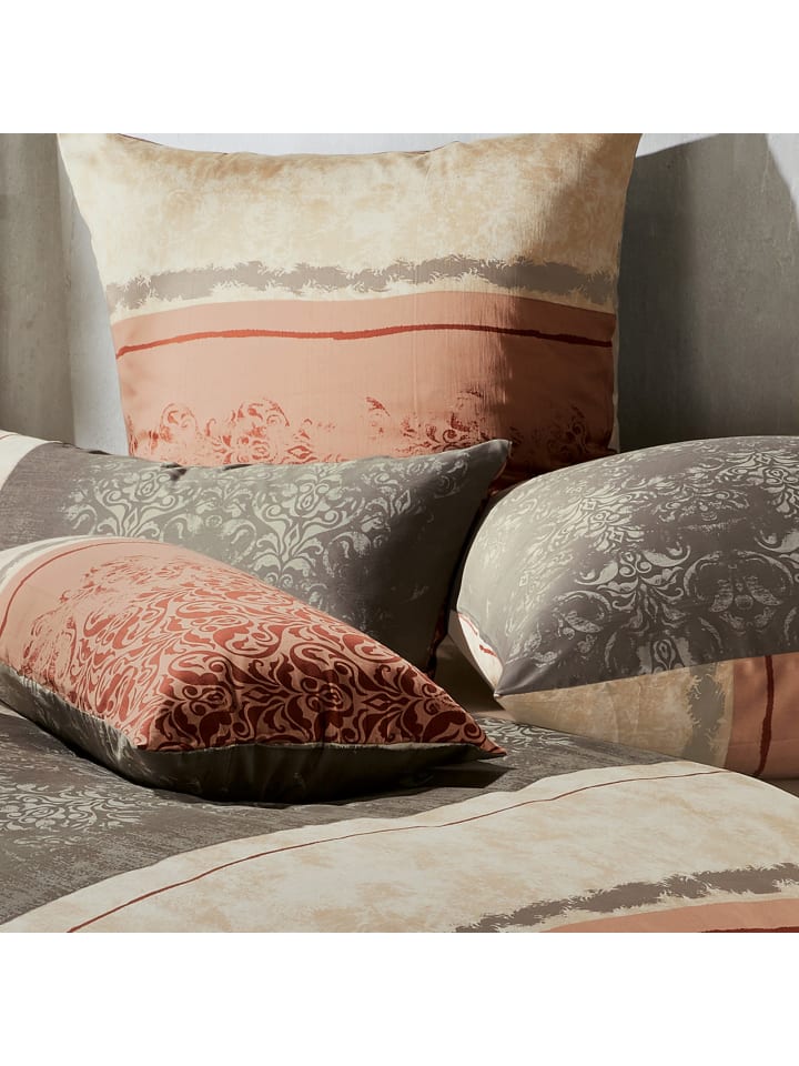 Erwin Müller Mako-Satin Bettwäsche in rot-beige günstig kaufen