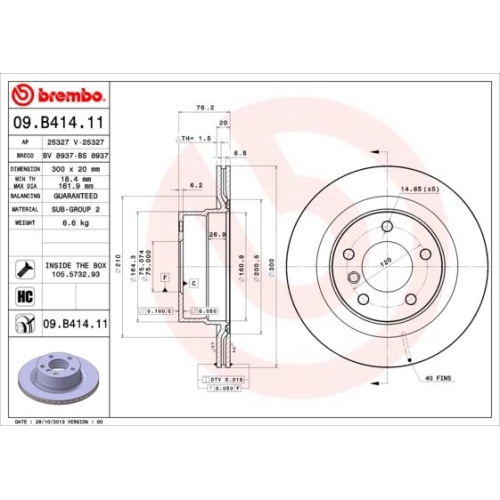 09.B414.11 BREMSSCHEIBE BREMBO HA  VP2 - ATU