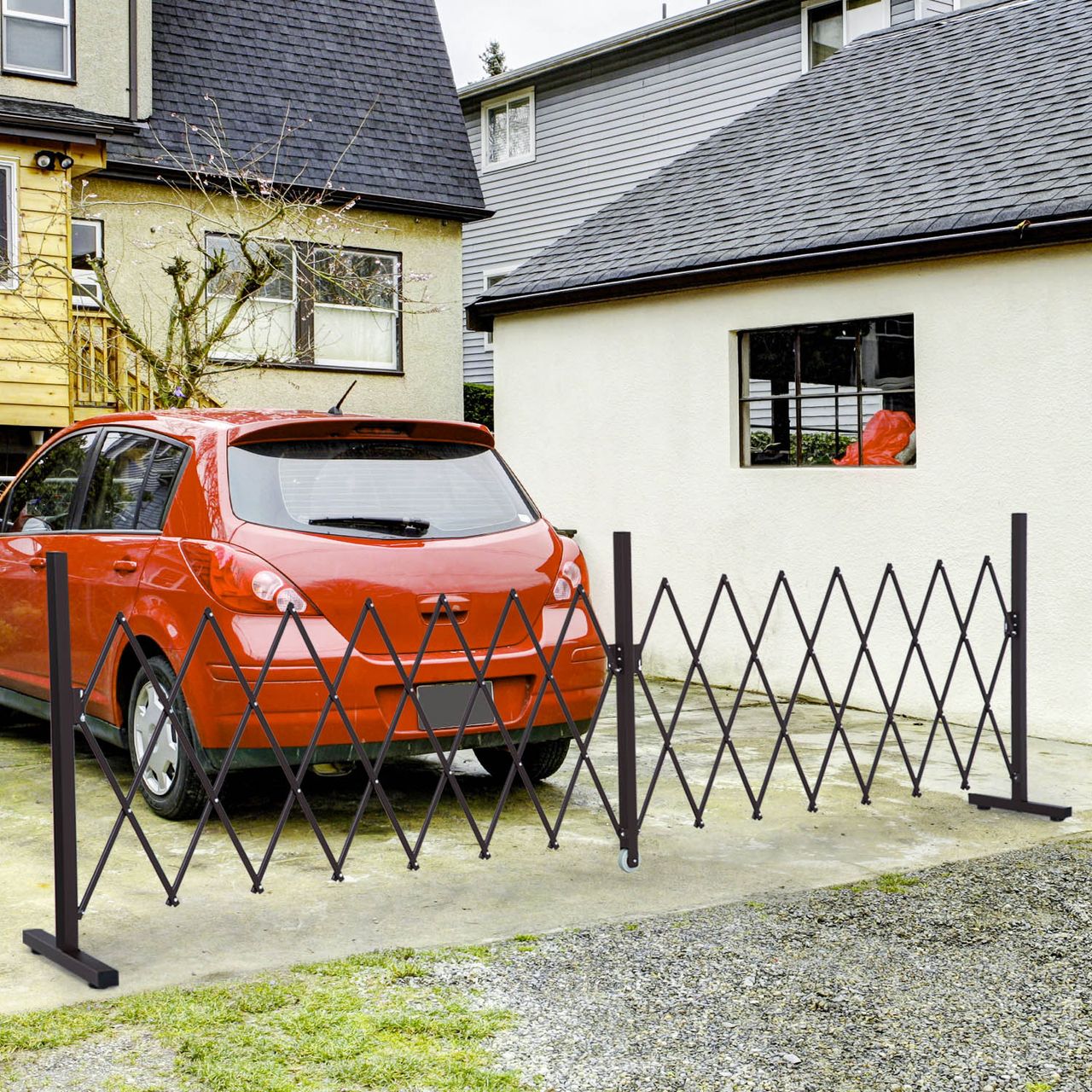 Outsunny Scherengitter Absperrgitter ausziehbar 52-405cm Garten Alu Braun
