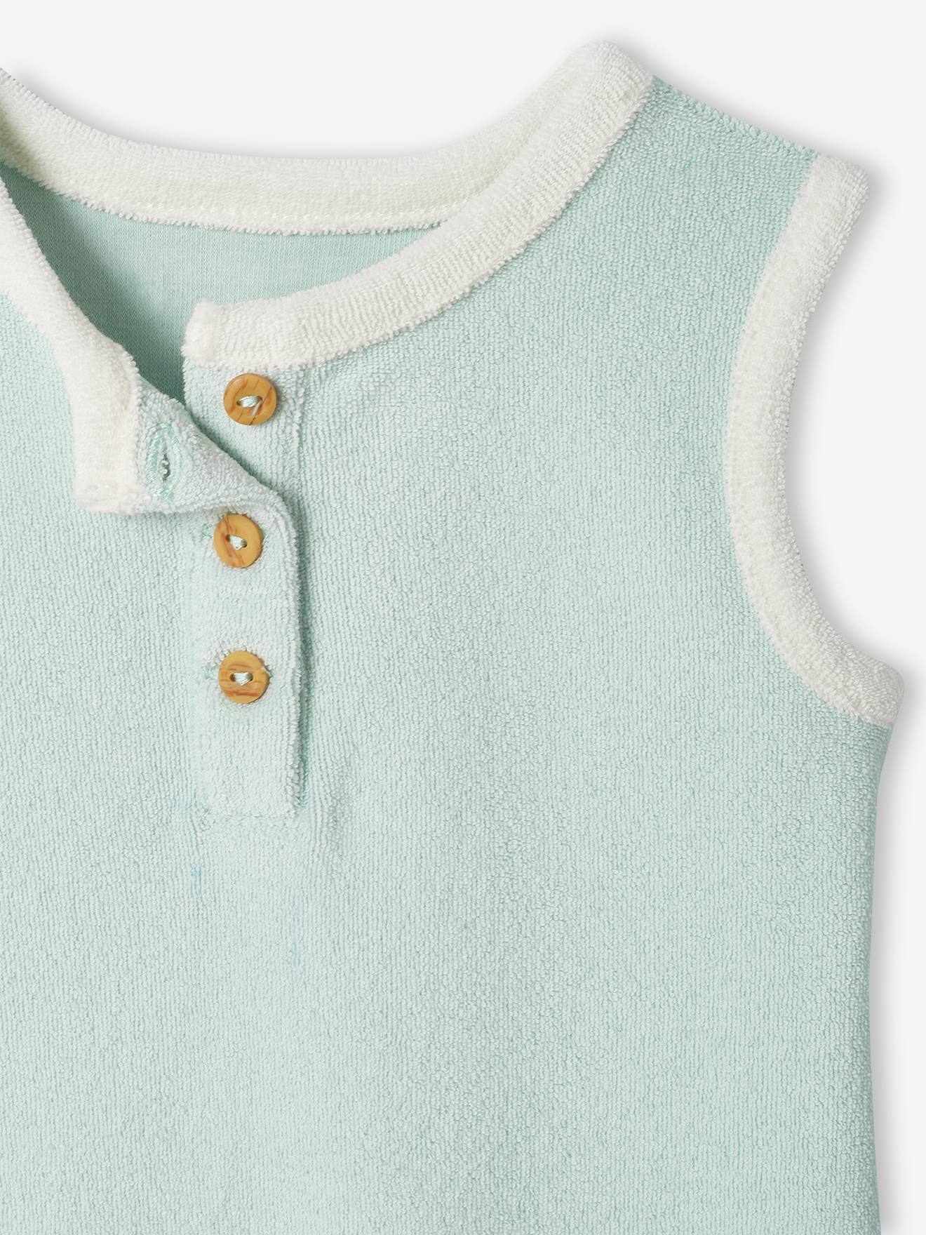 Combinaison courte bébé en éponge menthe