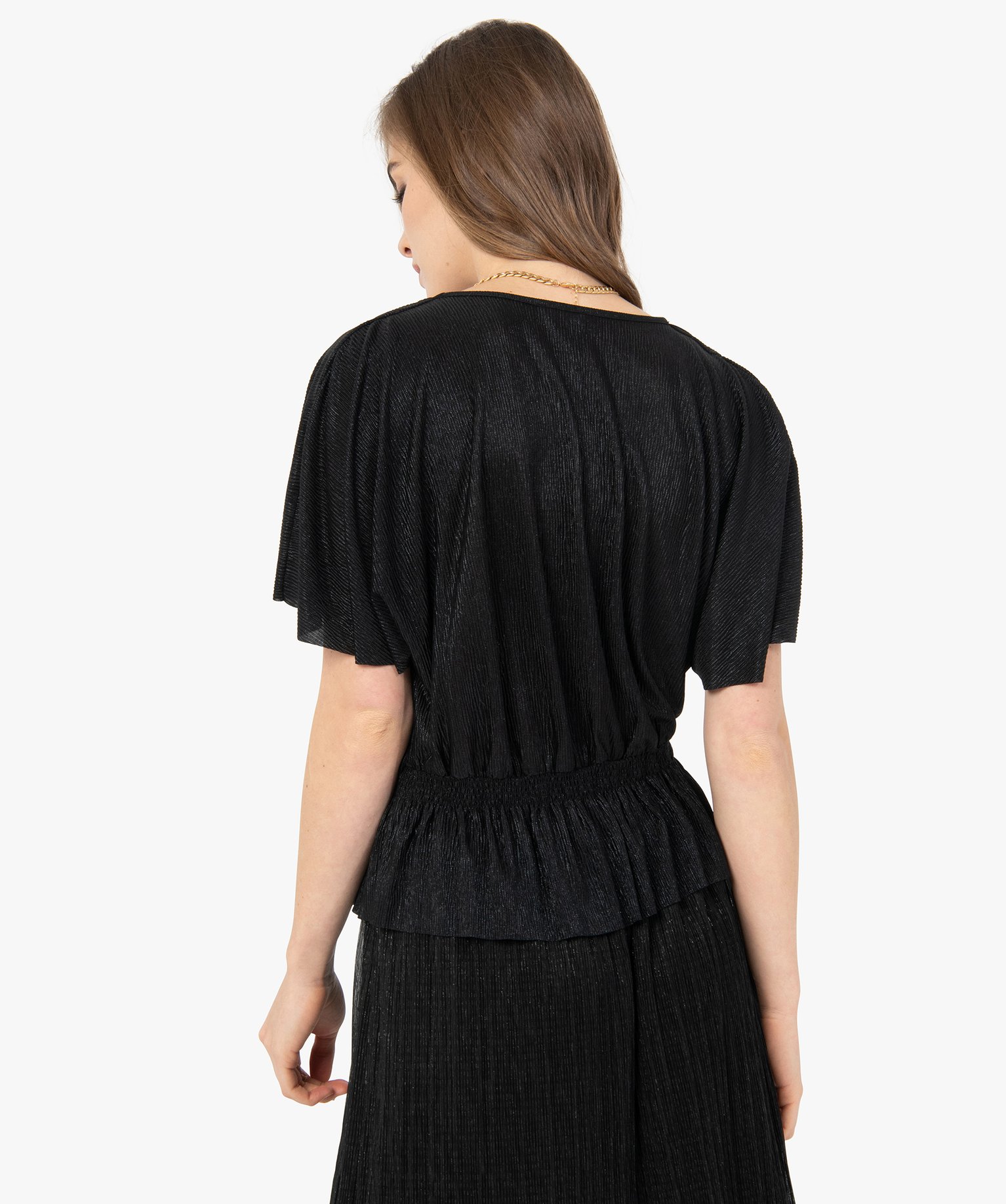 Tee-shirt femme scintillant avec manches chauve-souris | GEMO