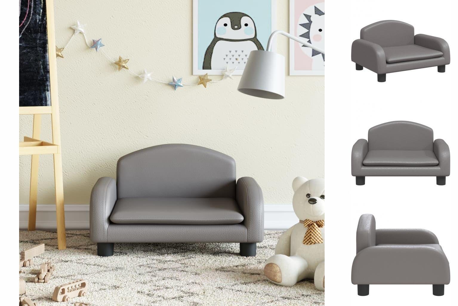 vidaXL Kindersofa Kindersofa Grau 50x40x30 cm Kunstleder Kindercouch Kindermöbel Kinderz
