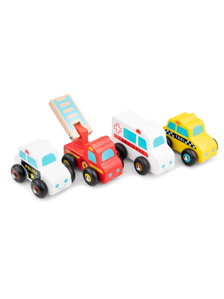 New Classic Toys Minifahrzeuge mit 4 Fahrzeugen Polizei Feuerwehr Krankenwagen Taxi 18 Monate günstig kaufen onesize