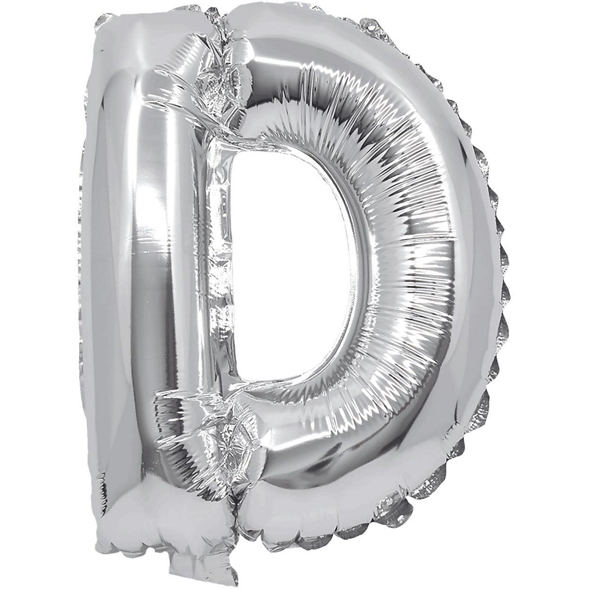 Folienballon Buchstabe D silber, 32 cm, inkl. Pustehalm