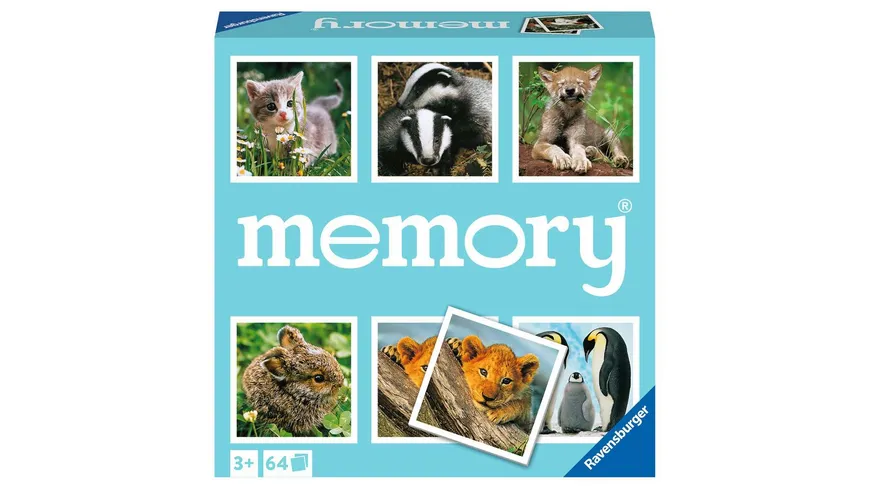 Ravensburger Spiel - Tierkinder - 20879 - der Spieleklassiker für Tier-Fans, Merkspiel für 2-8 Spieler ab 3 Jahren