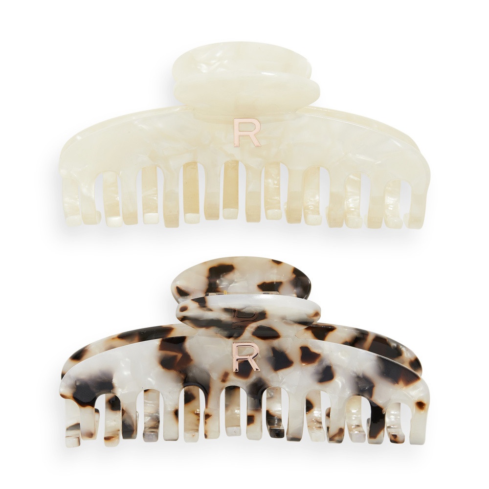 revolution hair Revolution 2pk Acetate Claw Clip Tortoiseshell/ Ivory Pince