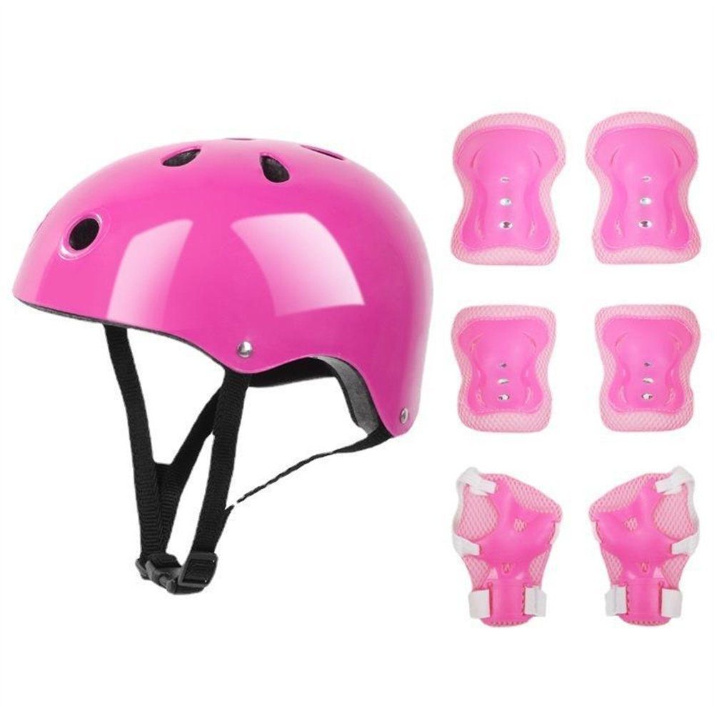 AROMUJOY Kopfprotektor protektoren set kinder,Schlittschuhlaufen Schonerset,4-15 Jahre alte (Sets, 7-tlg., Knieschutz, Ellbogen-Schutz, Schutz für den Kopf), Schlittschuhlaufen Schonerset,4-15 Jahre alte