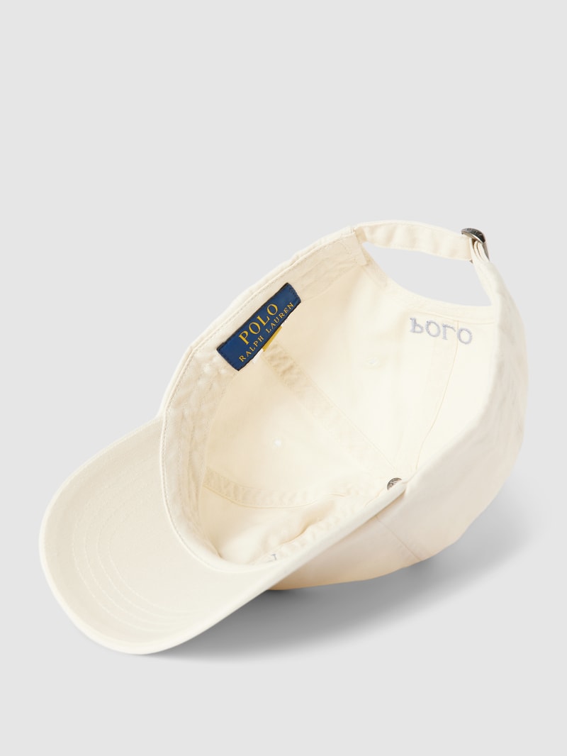Basecap mit Logo-Stickerei und verstellbarem Riegel in ecru