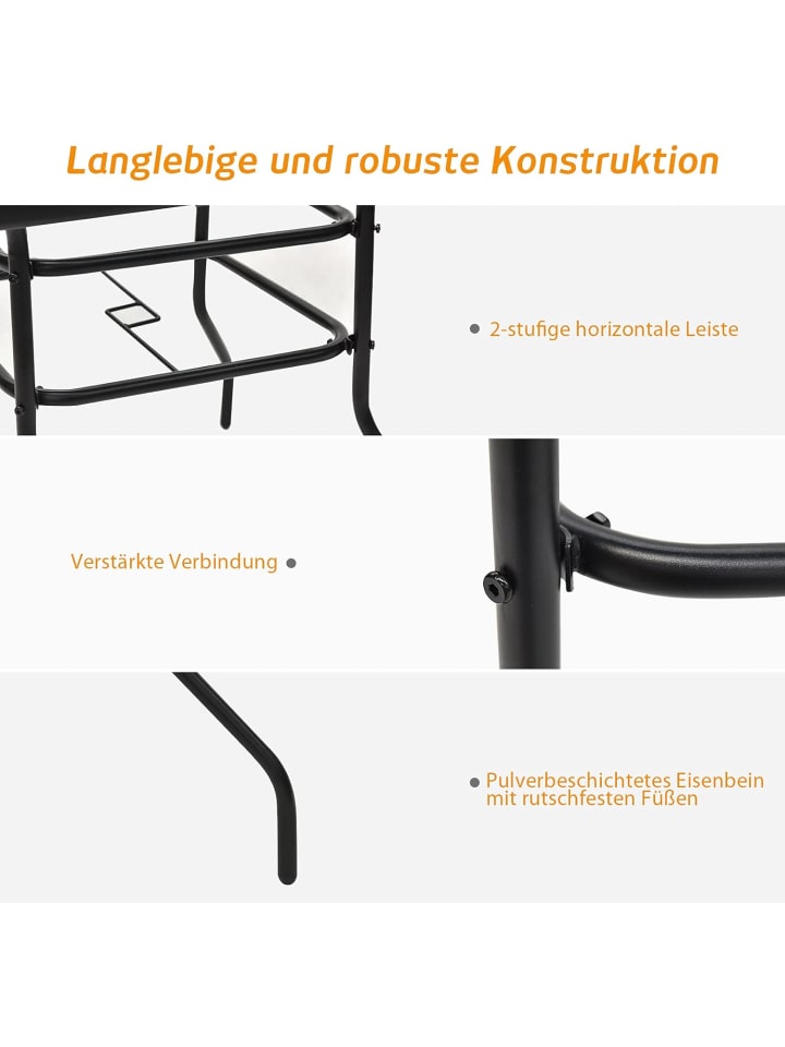 COSTWAY Balkontisch mit Schirmhoch 80x80x71cm in Schwarz günstig kaufen onesize