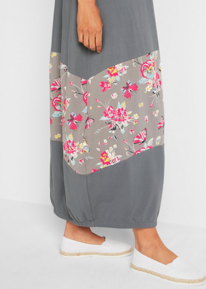 Maxi Baumwoll-Kleid in O-Form
