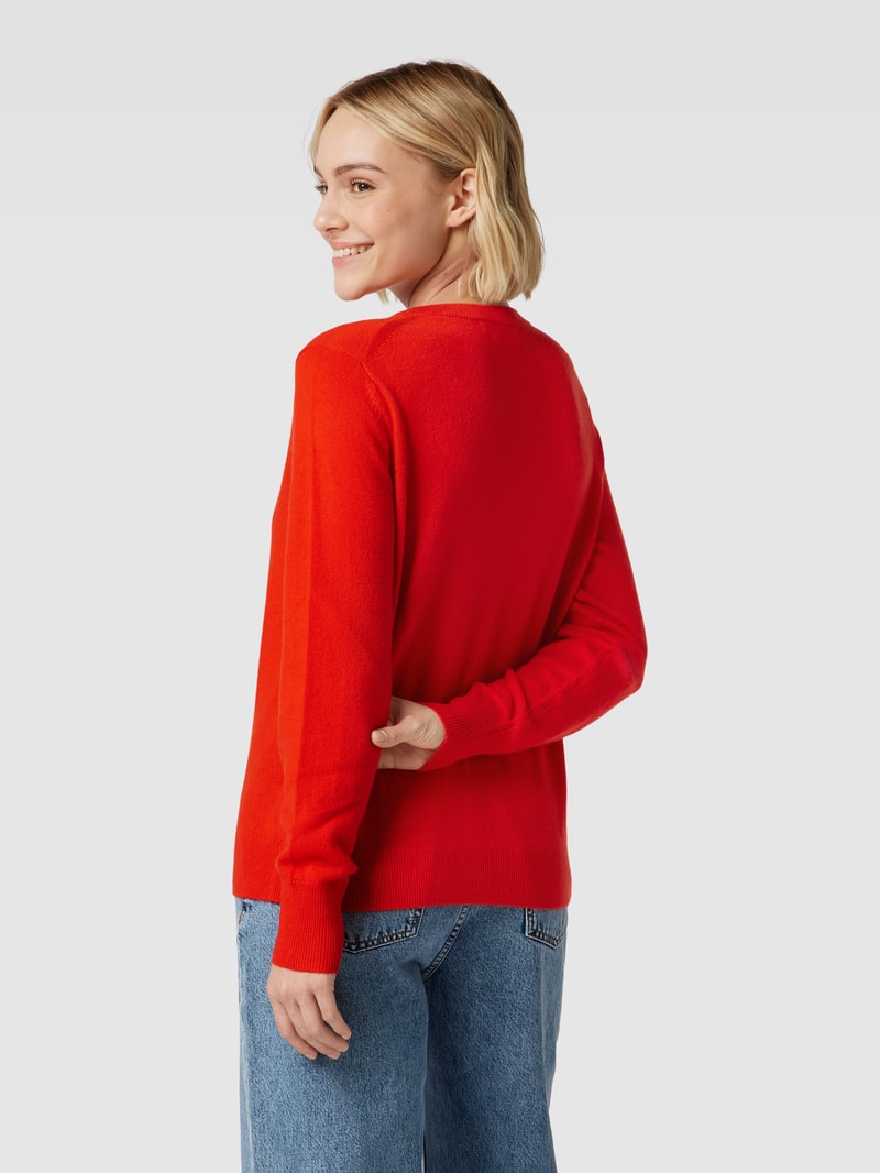 Kaschmirpullover mit Rundhalsausschnitt in kirschrot