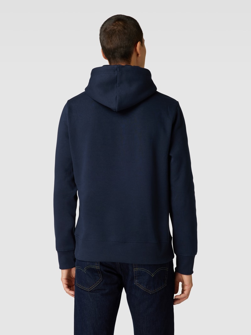Hoodie mit Label-Print in marineblau