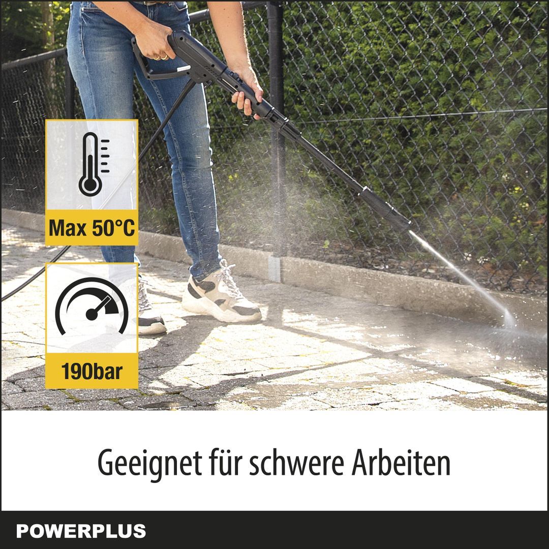 Powerplus Elektrischer Hochdruckreiniger POWXG90430 - 3100 Watt Terrassenreiniger, Start- / Stopp-Funktion
