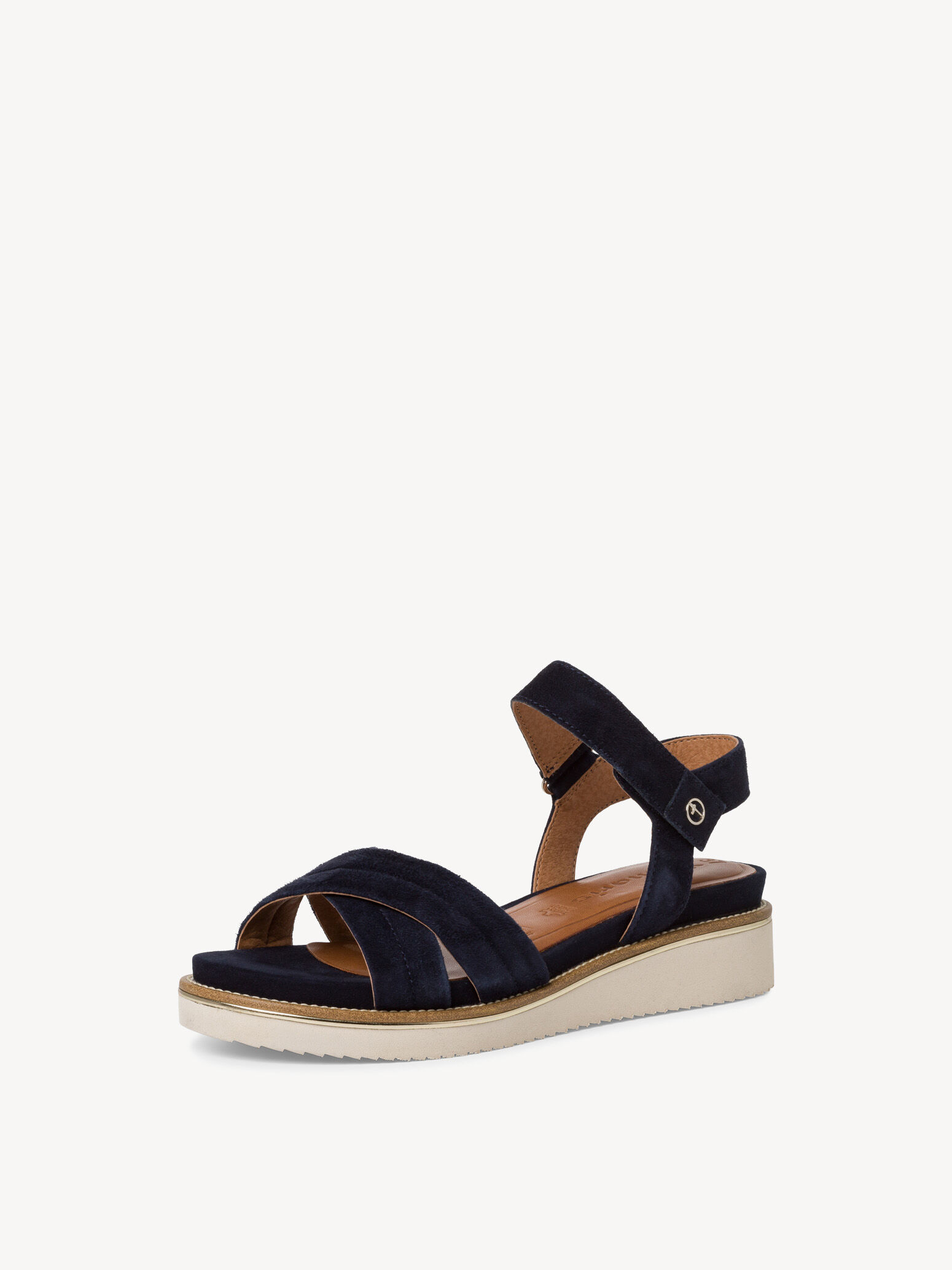 Sandale à talon en cuir - bleu