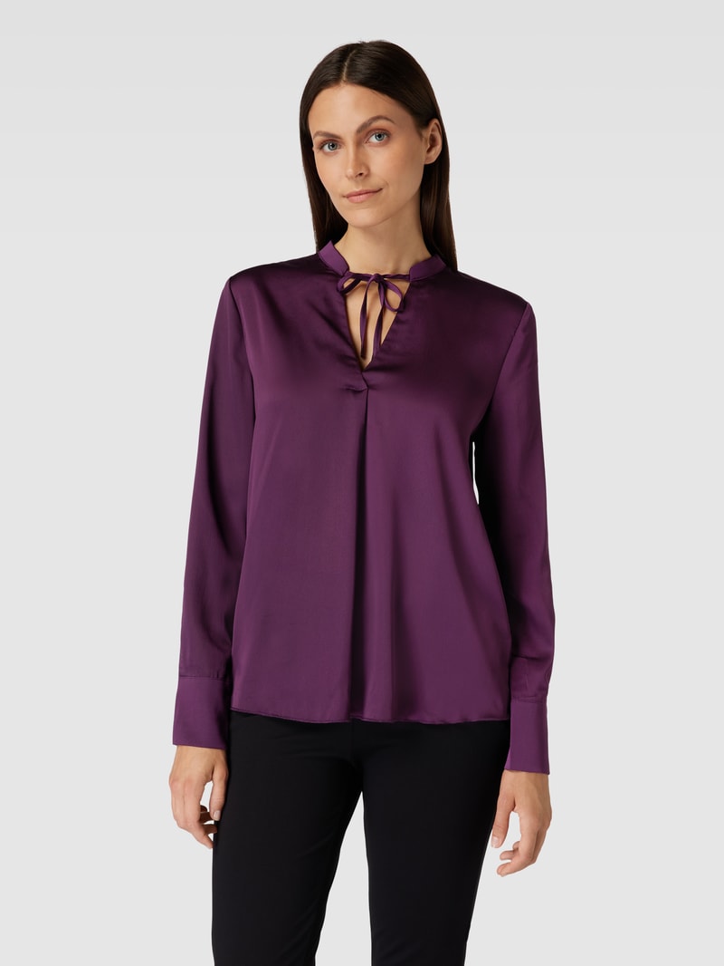 Bluse mit Schlüsselloch-Ausschnitt in aubergine