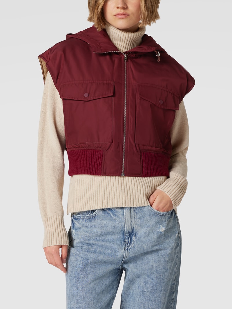Oversized Weste mit Kapuze in bordeaux rot