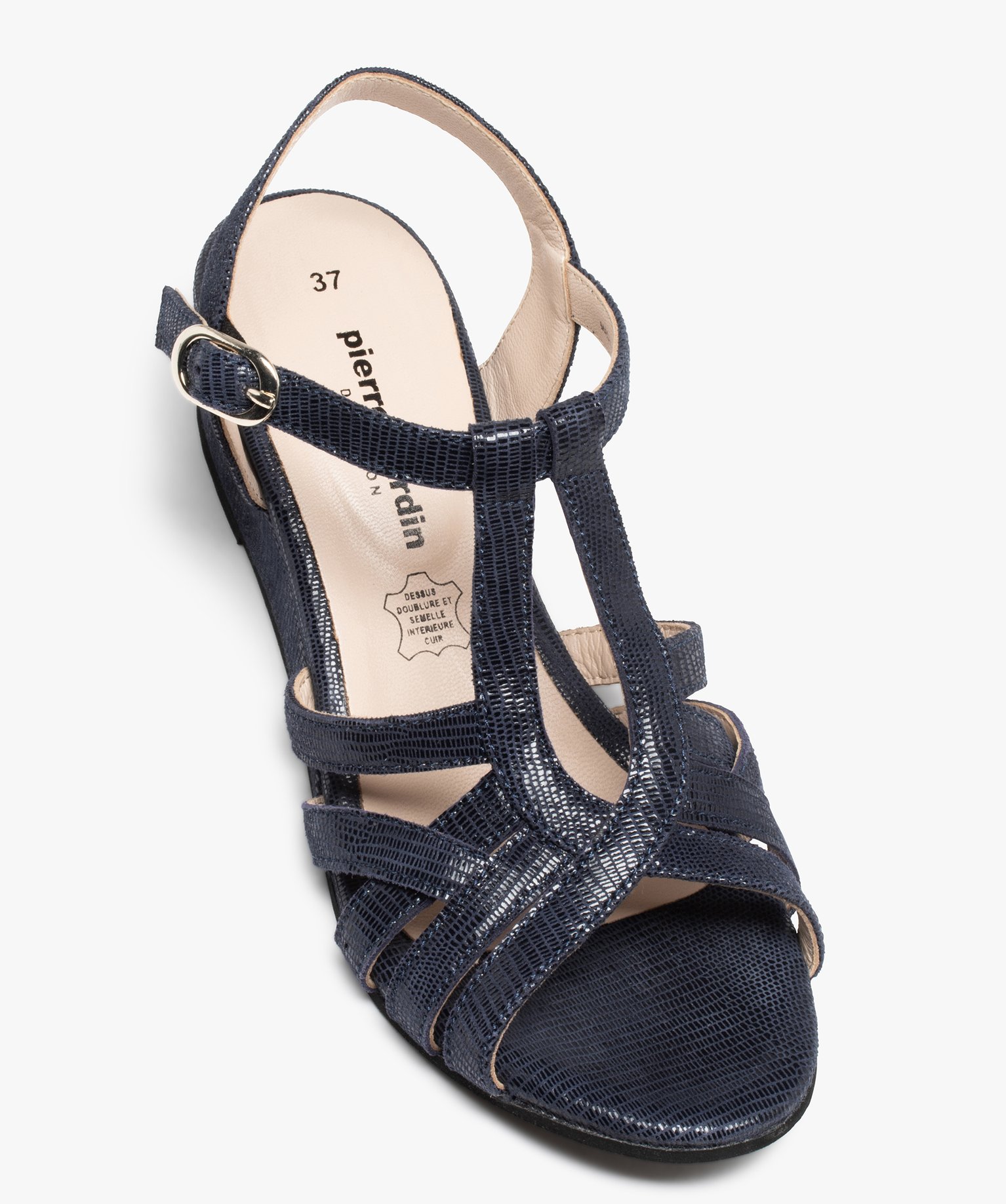 Sandales femme à fines brides en cuir – Pierre Cardin marine | GEMO