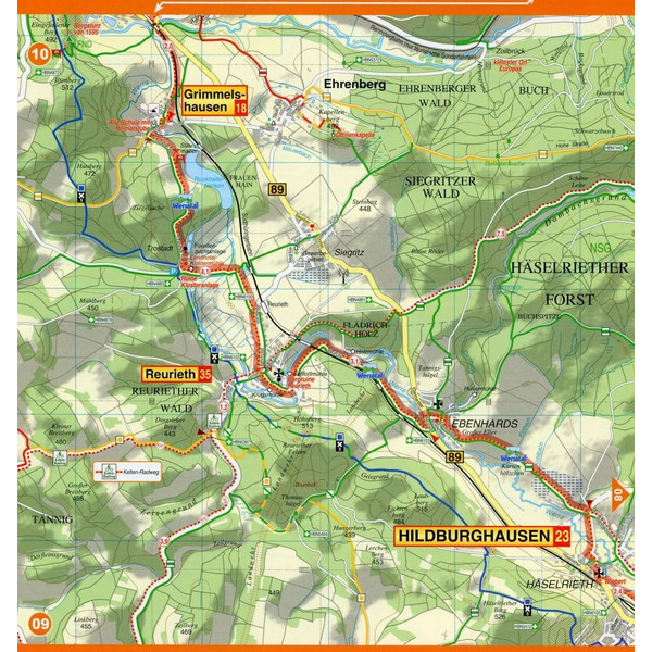 Werratal-Radweg 1:35 000 Radwanderkarte mit Zick-Zack-Faltung - Fahrradkarte