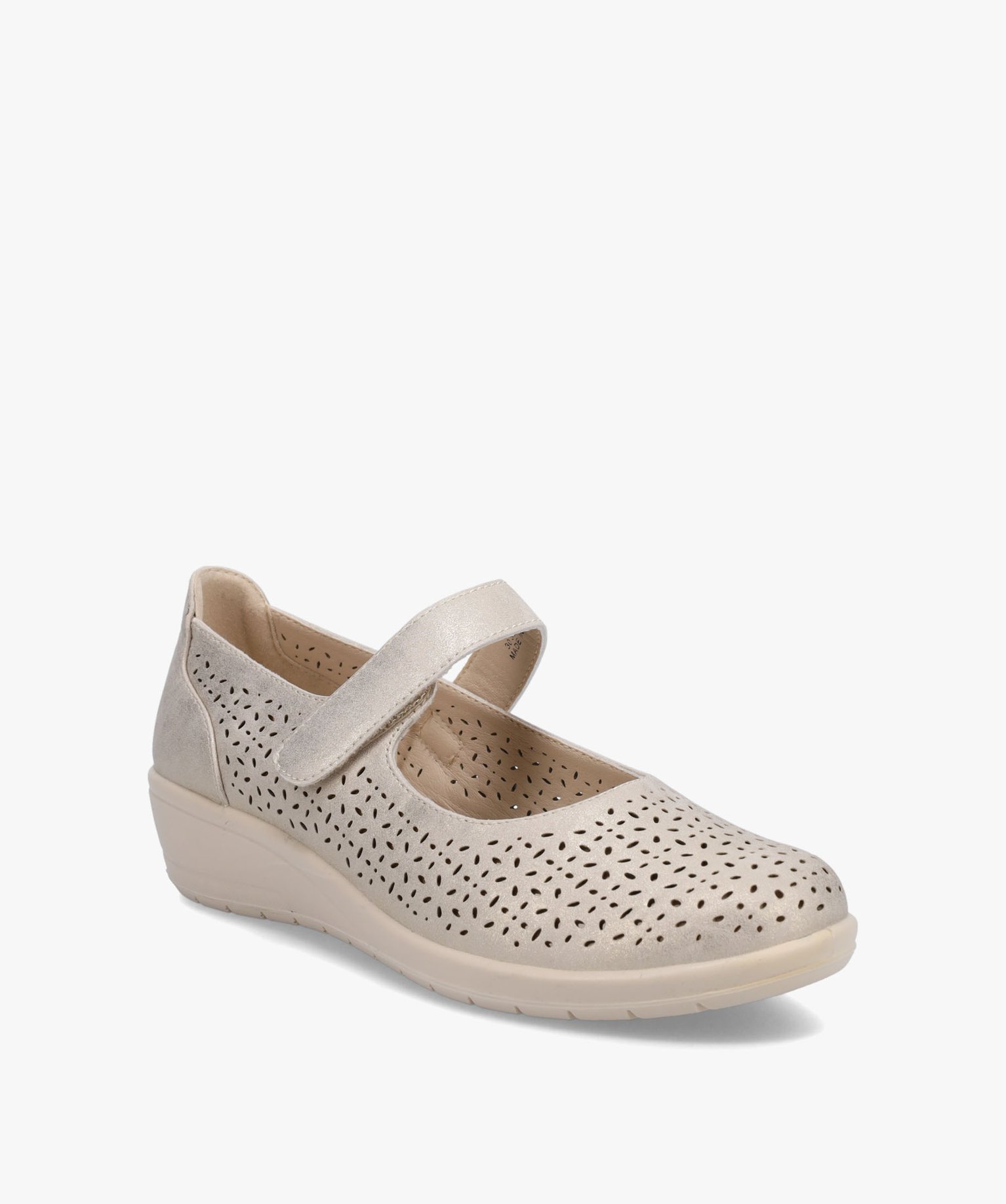 Ballerines femme confort à bride scratch dessus ajouré or | GEMO
