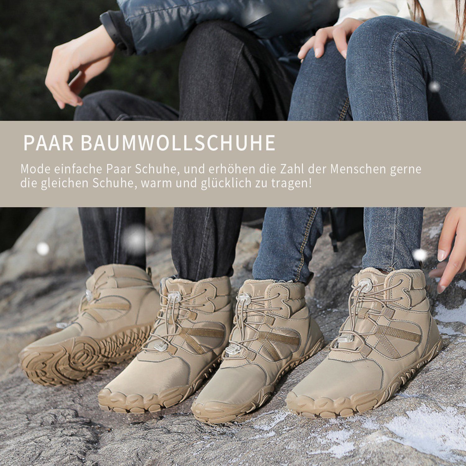 Daisred Barfussschuhe Winter Damen Winterschuh Herren wasserdicht Barfußschuh