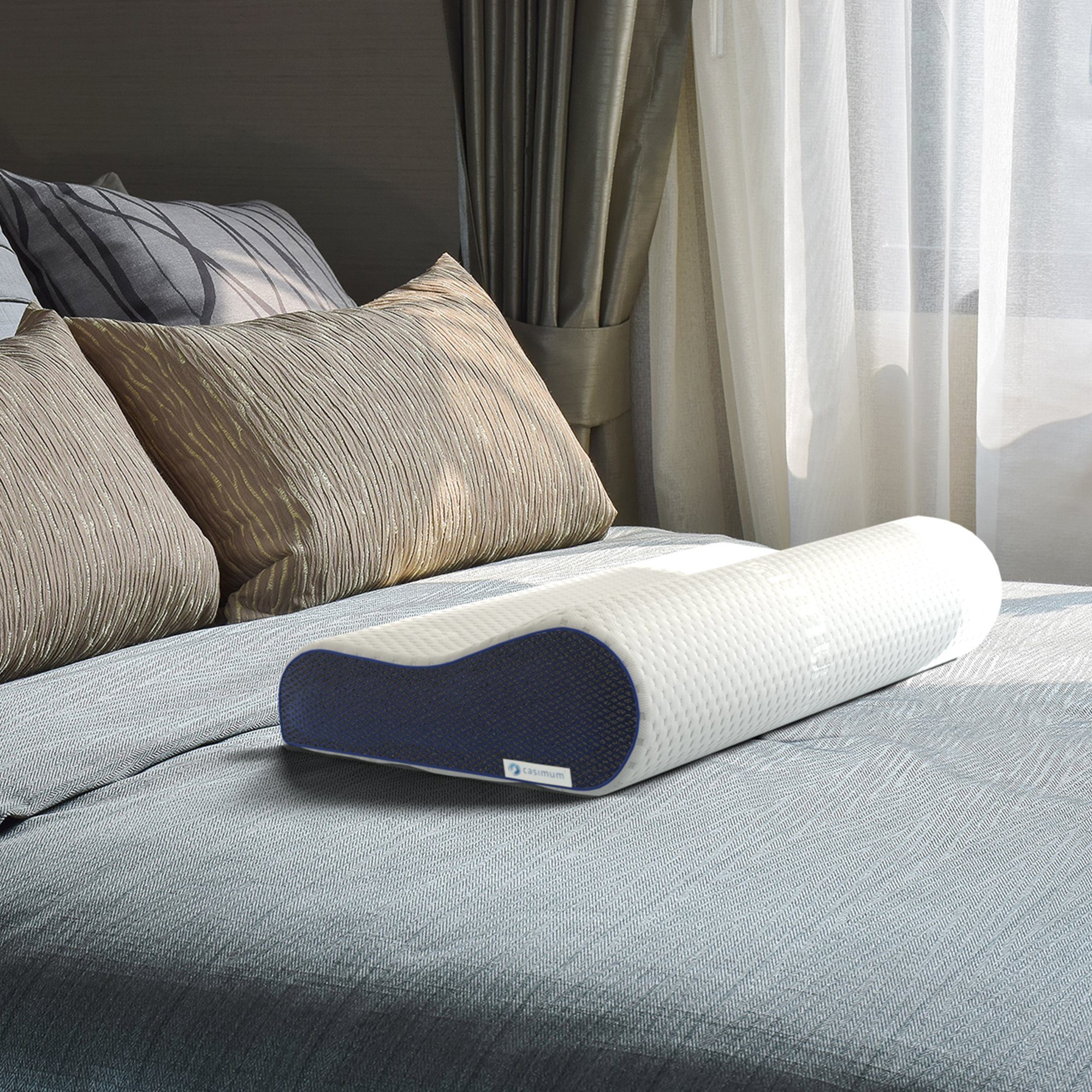 Nackenstützkissen Ergo Vario, casimum, Füllung: Memory Foam, Bezug: Ohne, ergonomisches Nackenstützkissen, höhenverstellbar 60x30, ohne Bezug