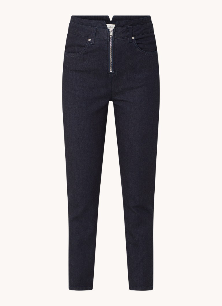Džínsy slim fit s vysokým pásom a tmavým praním ba&sh Anzo