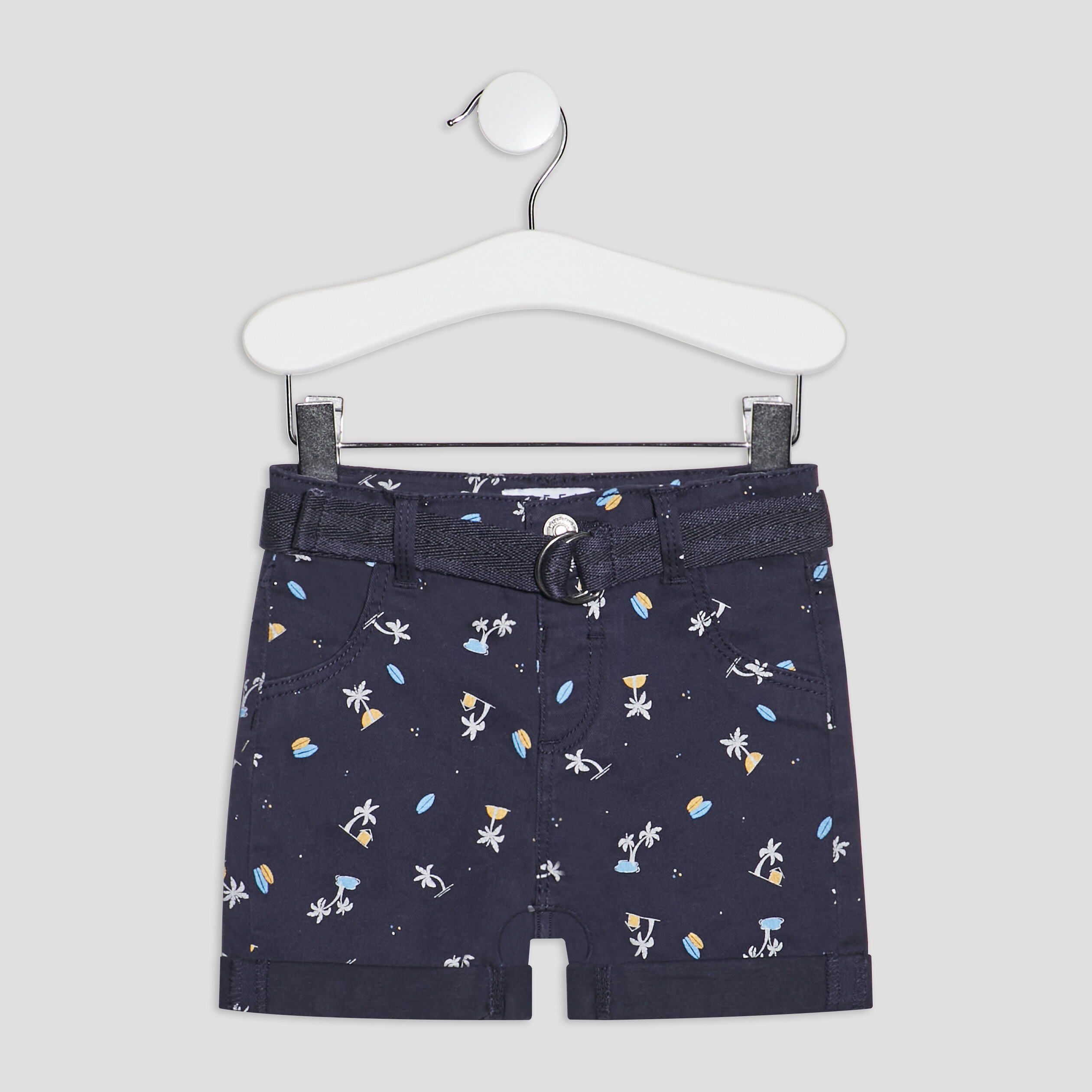 Short slim ceinturé bleu marine bébé garçon | La Halle