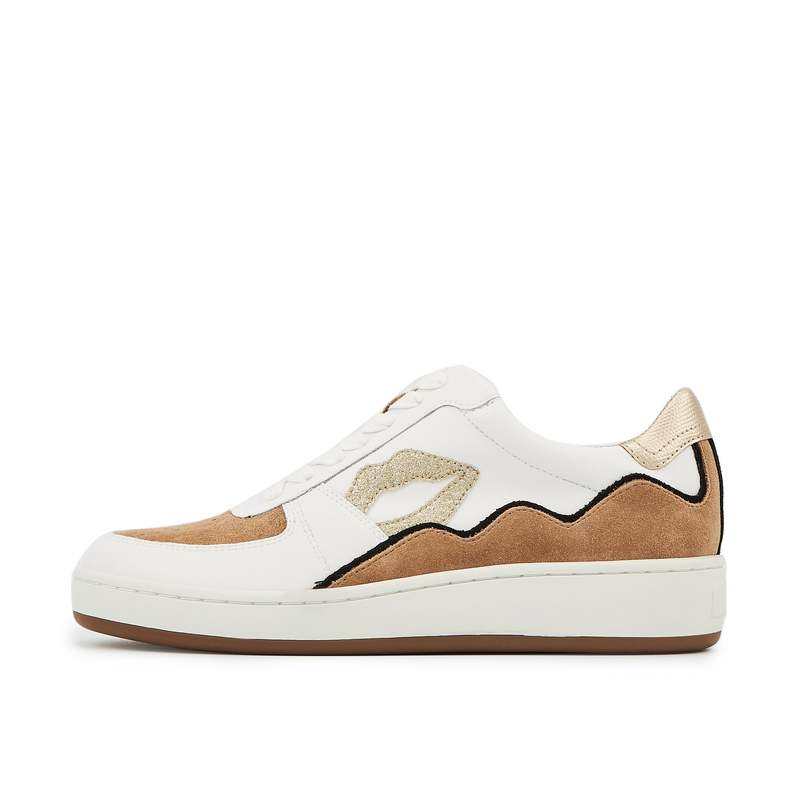 Baskets en cuir Loulou blanc gold suede