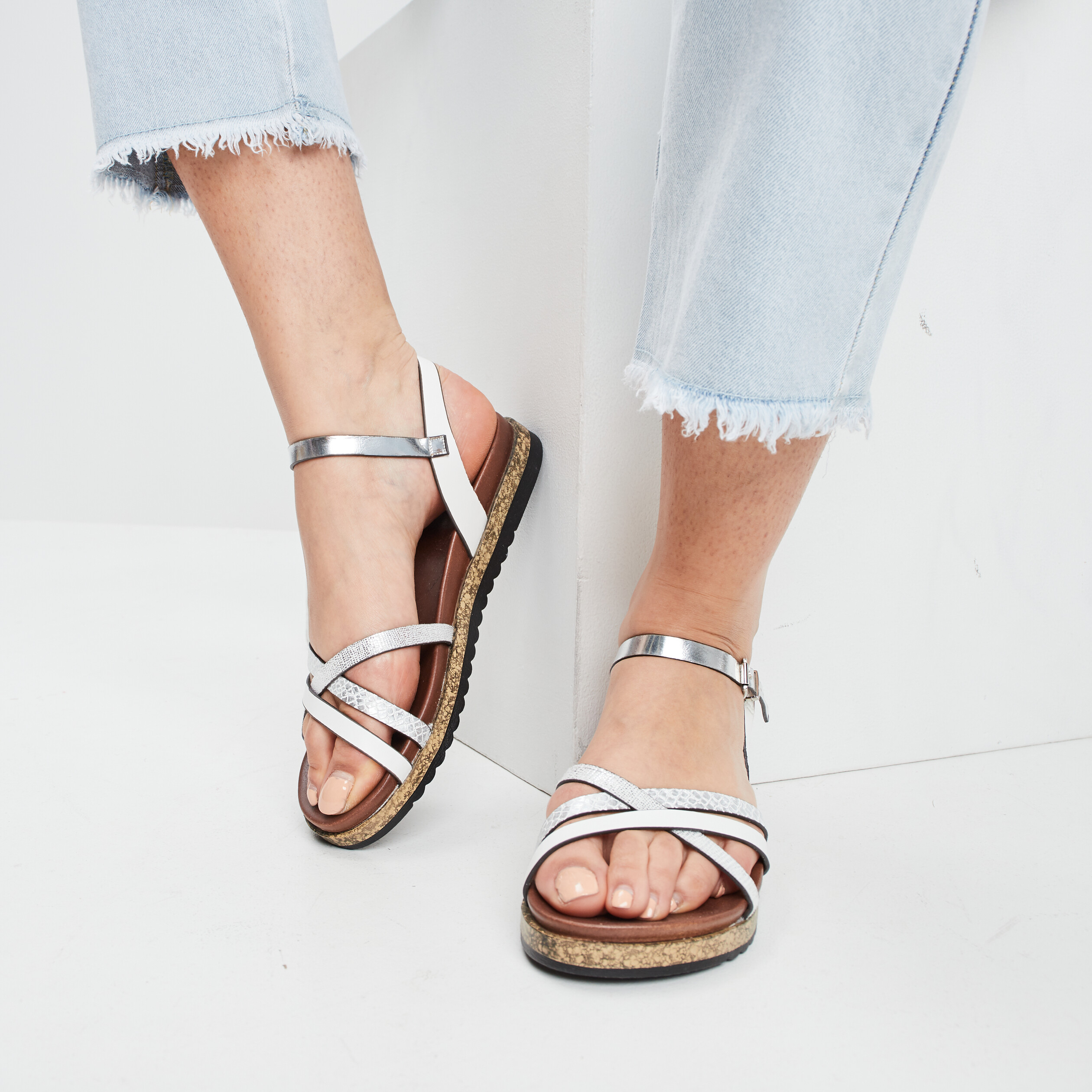 Sandales plates LH gris argent femme | La Halle