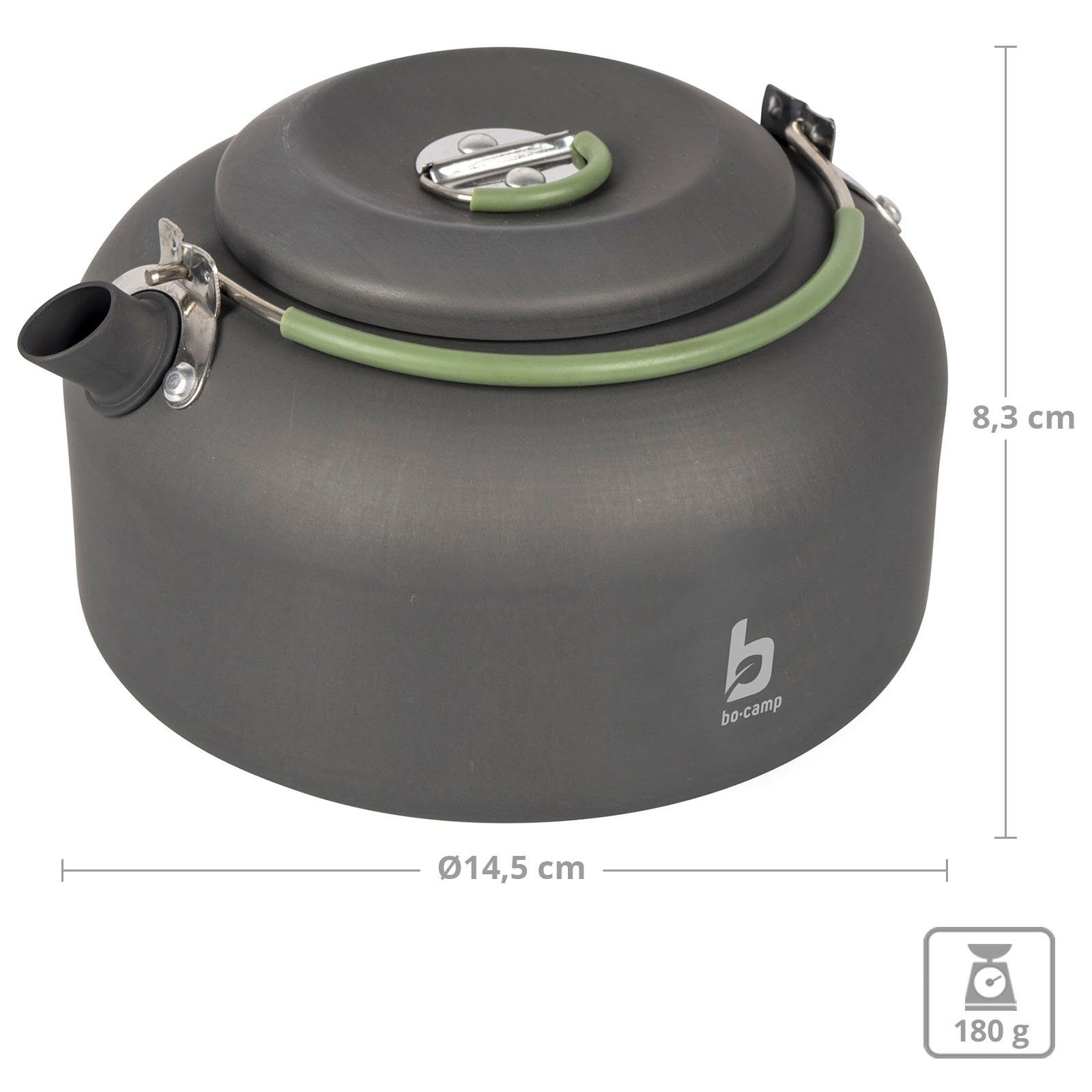 Bo-Camp Teekanne Alu Kessel 1,4 L Camping Wasserkocher Teekessel, Wasserkessel Kochkesssel