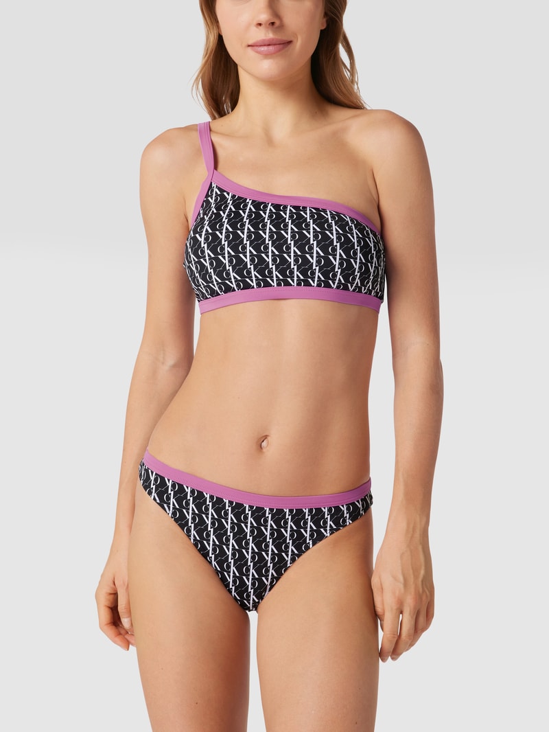 Bikini-Oberteil im One-Shoulder-Look in schwarz