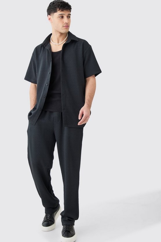 Kurzärmliges Oversize Geo Stretch Hemd & Hose