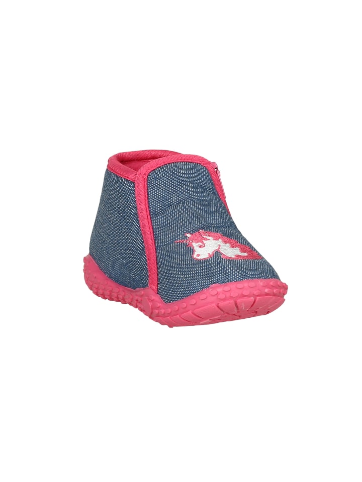 Playshoes Hausschuh Einhorn in Jeansblau günstig kaufen