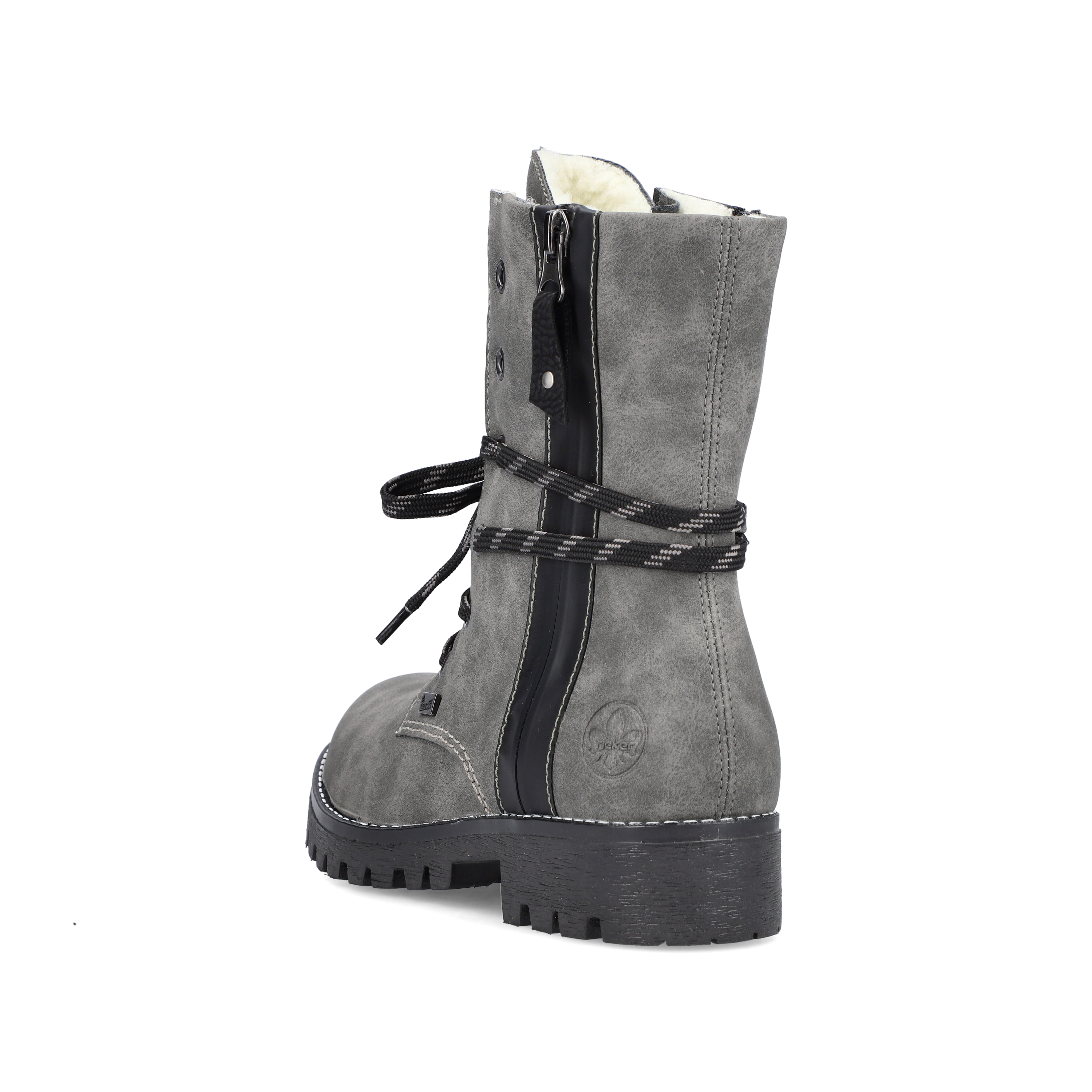 Rieker Damen Schnürstiefel mondgrau