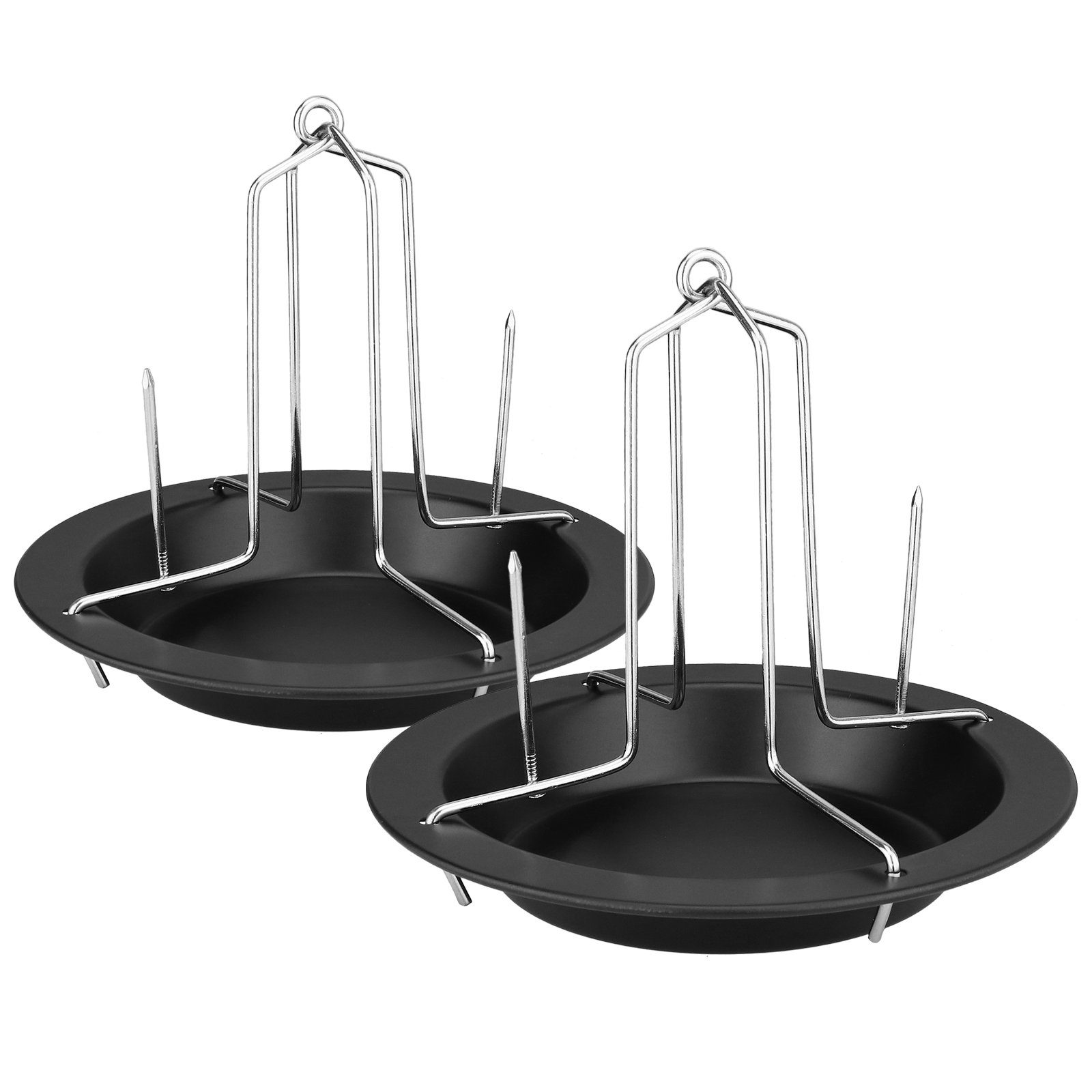 Wellgro Ofenschale 2er SET Hähnchenbräter - Hähnchen Ständer - Bräter - Hähnchen Grill, Metall