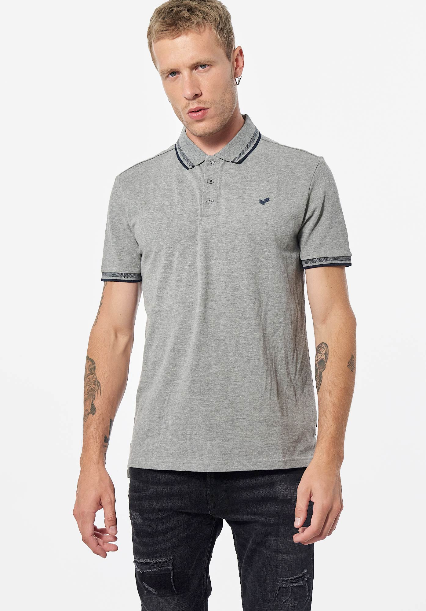 RAYOC  Polo gris Homme en 100% coton bio