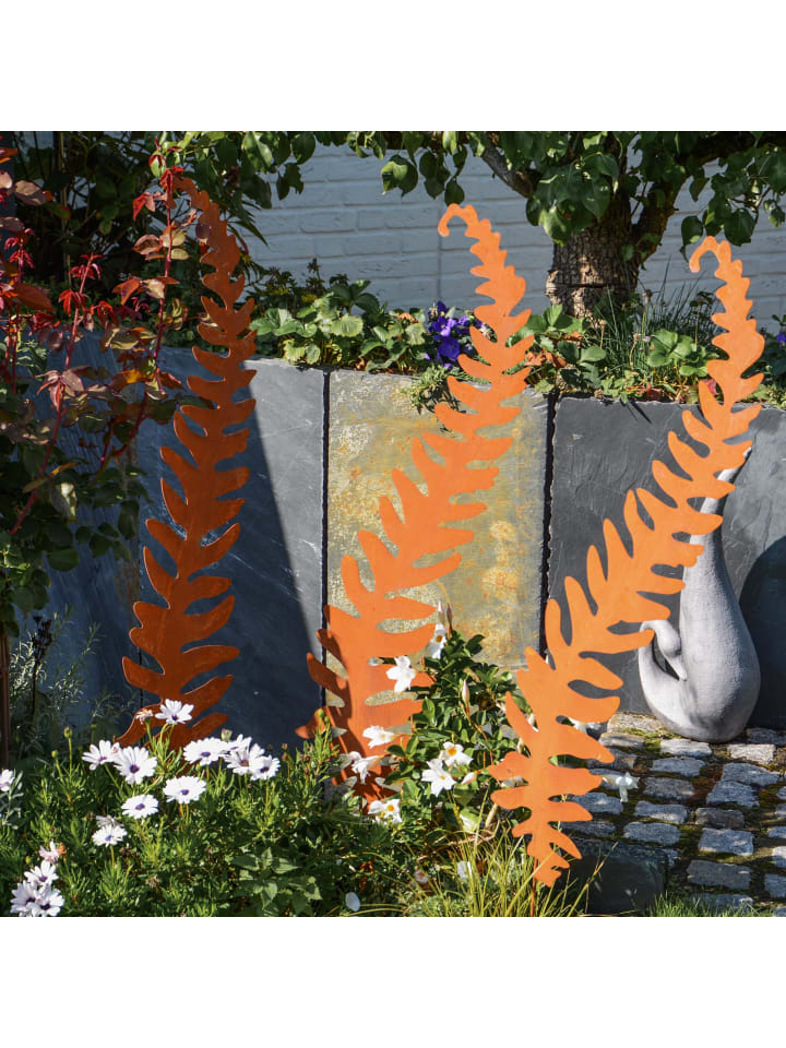 UNUS 3er Set Gartenstecker Rost Farn in Braun günstig kaufen onesize