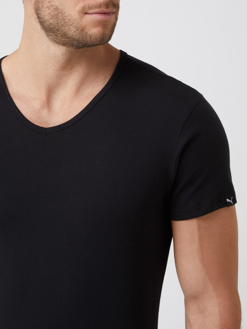 Regular Fit T-Shirt im 2er-Pack in schwarz
