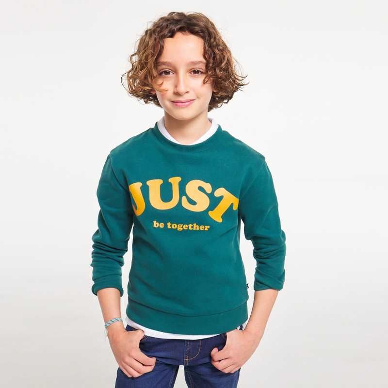 Sweat-shirt à message vert garçon