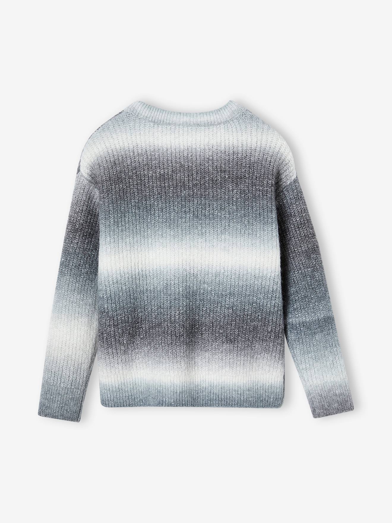 Pull en maille mousseuse effet dégradé garçon gris chiné