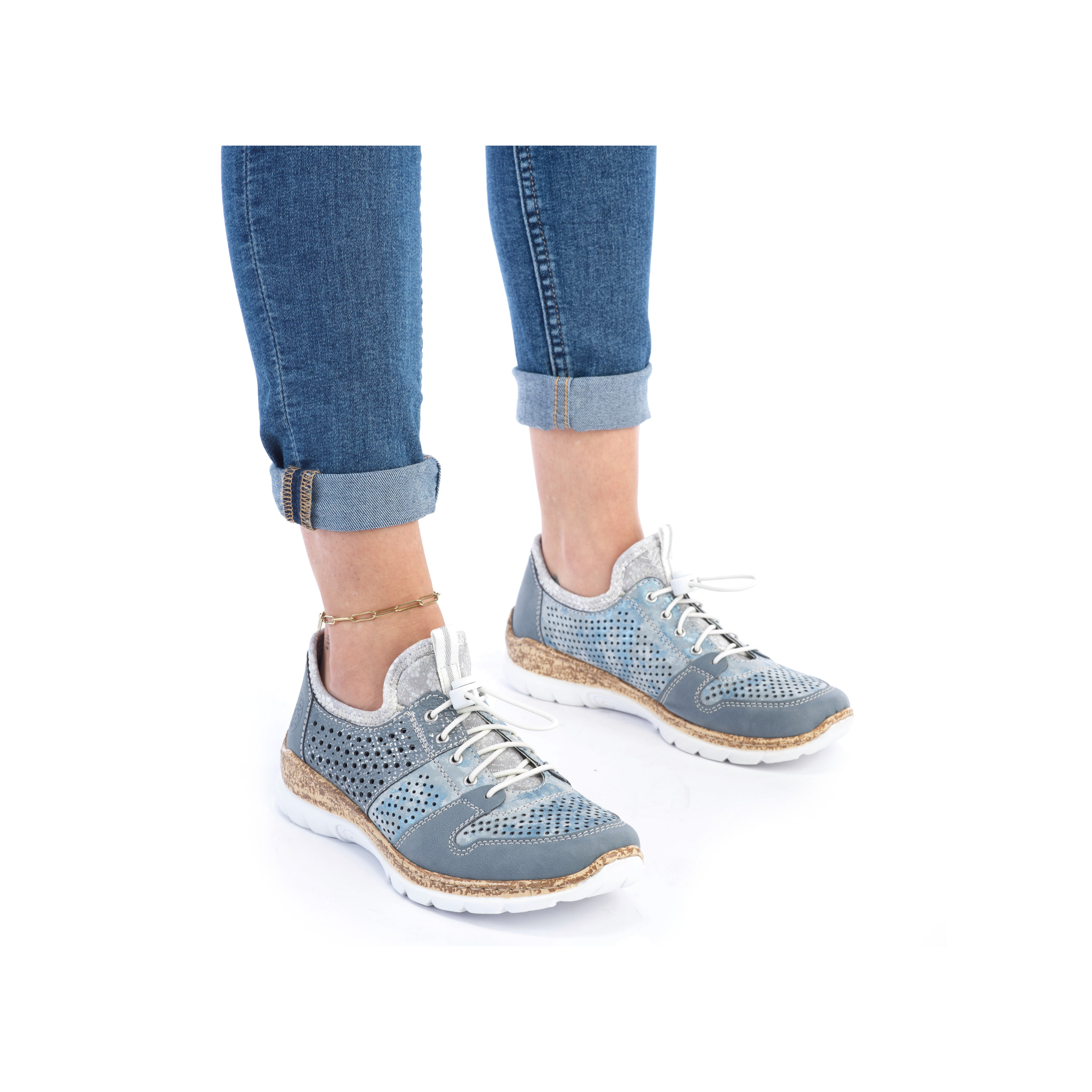 Rieker Damen Slipper metallic-blau