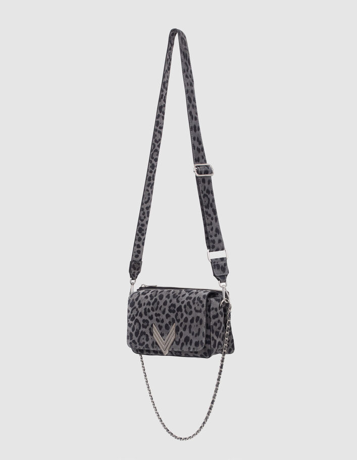 Le 111 BROOKLYN gris cuir velours motif léopard Femme