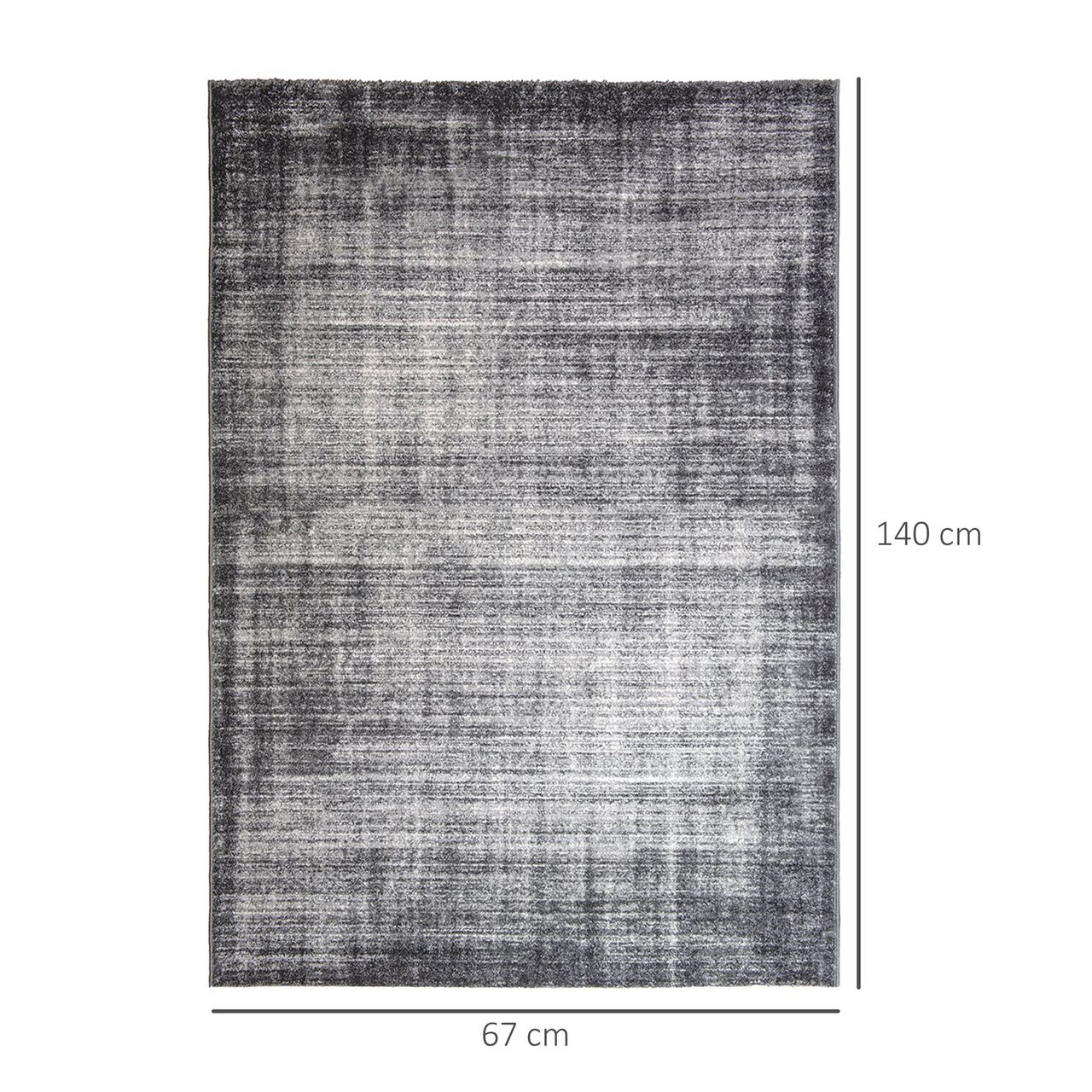 HOMCOM Teppich Kurzflor Grau 140 x 67 x 1 cm