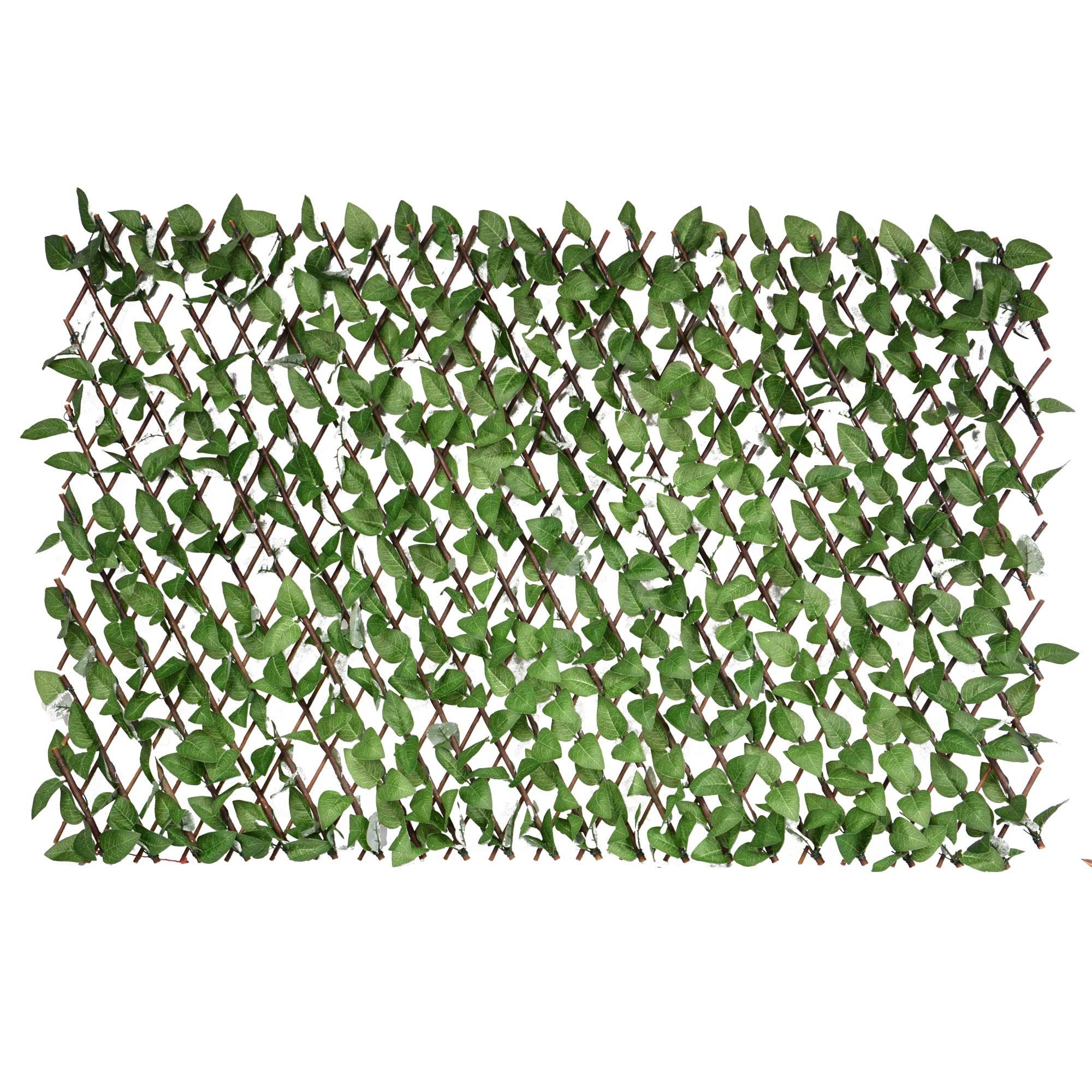 UNUS GARDEN Balkonsichtschutz Rankgitter Weide mit vielen Blättern hellgrün (1-St., Ausziehbar bis 100x200 cm) Sichtschutz Balkonsichtschutz Blätterzaun Efeu für Balkon und Terrasse