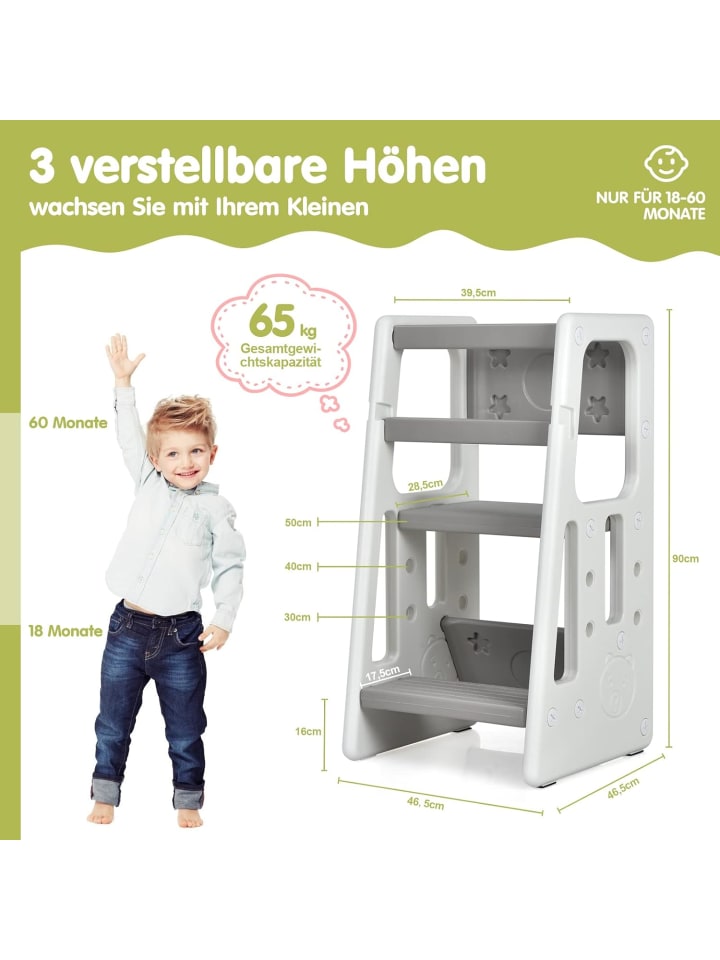 COSTWAY 2 Stufen Lernturm in Grau günstig kaufen 90 cm