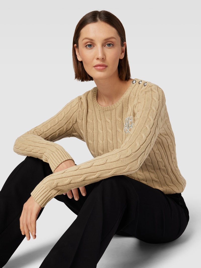 Strickpullover mit gerippten Abschlüssen in camel