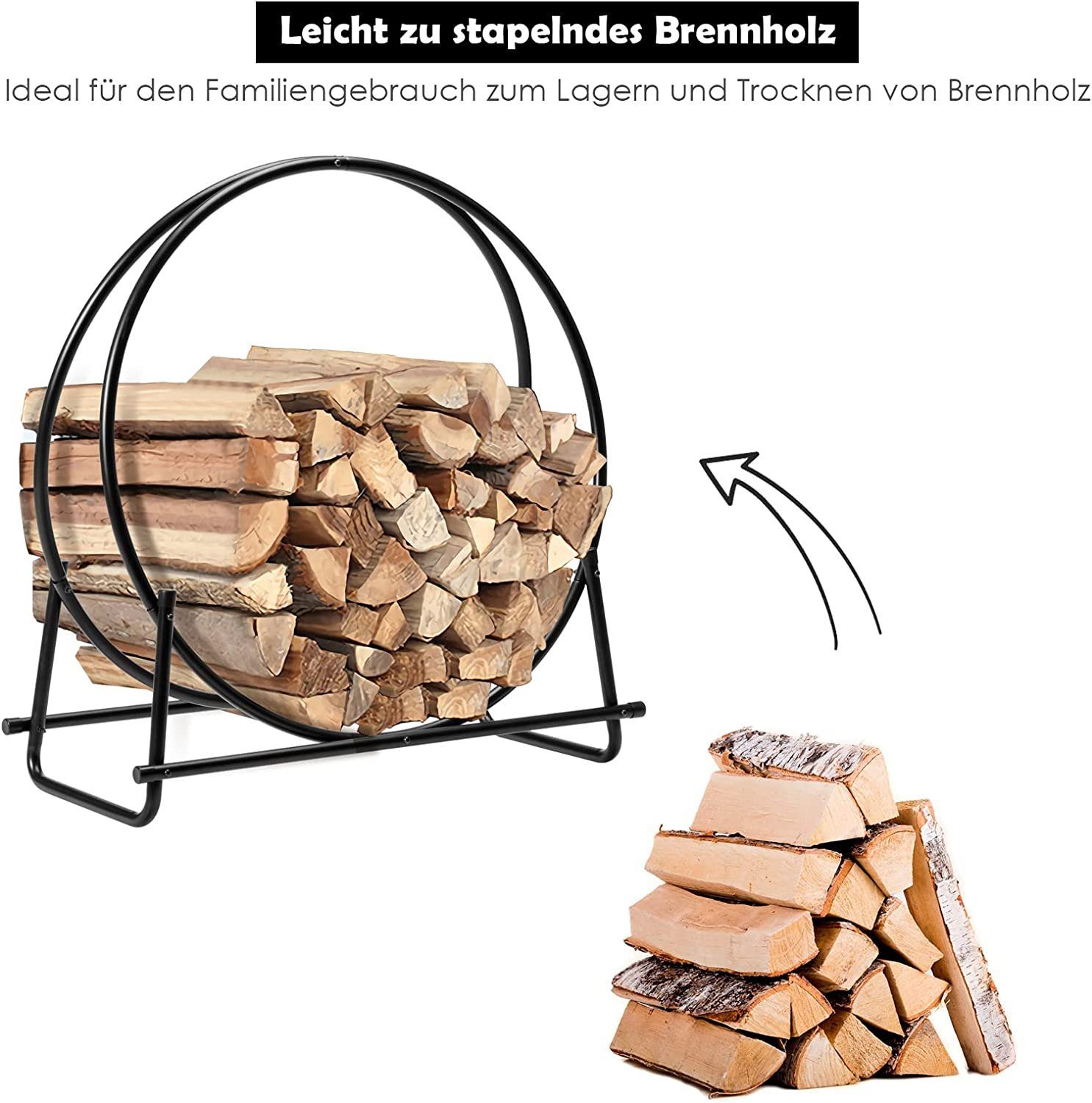 KOMFOTTEU Kaminholzregal Metall-Brennholzhalter, aus Stahl