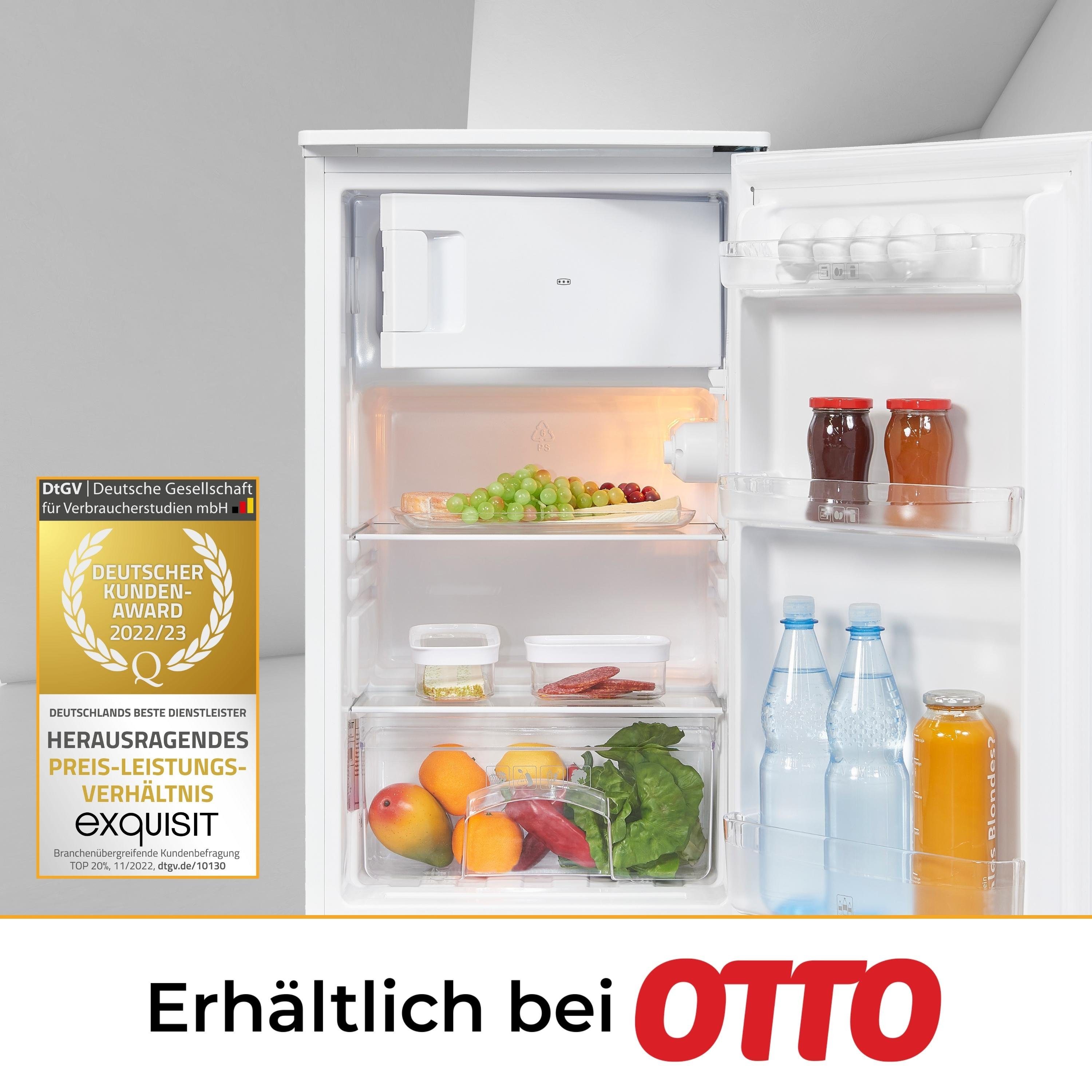 exquisit Kühlschrank KS5117-3-040E, 85 cm hoch, 48 cm breit, LED, Türanschlag wechselbar, Gemüsefach, Temperaturregelung
