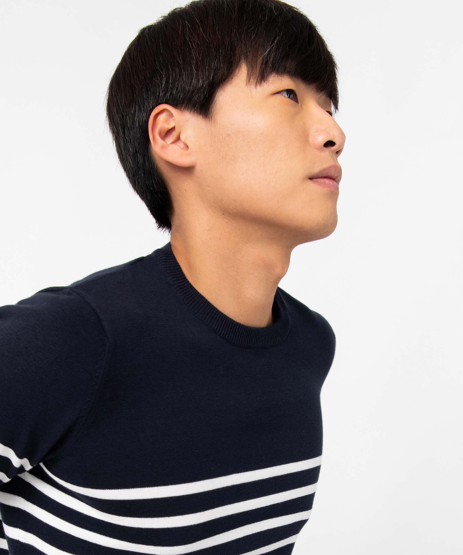 Pull homme à rayures bleu fonce | GEMO