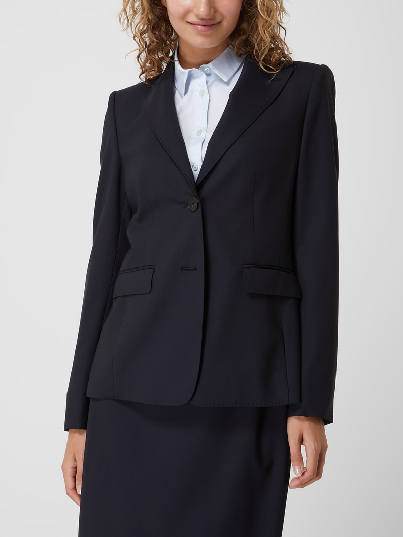 Blazer aus Schurwollmischung in marineblau